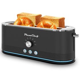 4-Slice Toaster, 7 Browning Settings, Defrost/Reheat Functions, Removable Crumb Tray, Full Body Stainless Steel Housing, Anti-Fingerprint, Anti-J (Option: Black) 4-Slice Toaster, 7 Browning Settings, Defrost/Reheat Functions, Removable Crumb Tray, Full Body Stainless Steel Housing, Anti-Fingerprint, Anti-J (Option: Black)