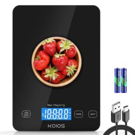 KOIOS Food Scale, 33lb/15kg Digital Kitchen Scale Grams And Ounces For Cooking Baking, 1g/0.1oz Precise Graduation, Type-C Charging, Tare Functio (Option: Black) KOIOS Food Scale, 33lb/15kg Digital Kitchen Scale Grams And Ounces For Cooking Baking, 1g/0.1oz Precise Graduation, Type-C Charging, Tare Functio (Option: Black)